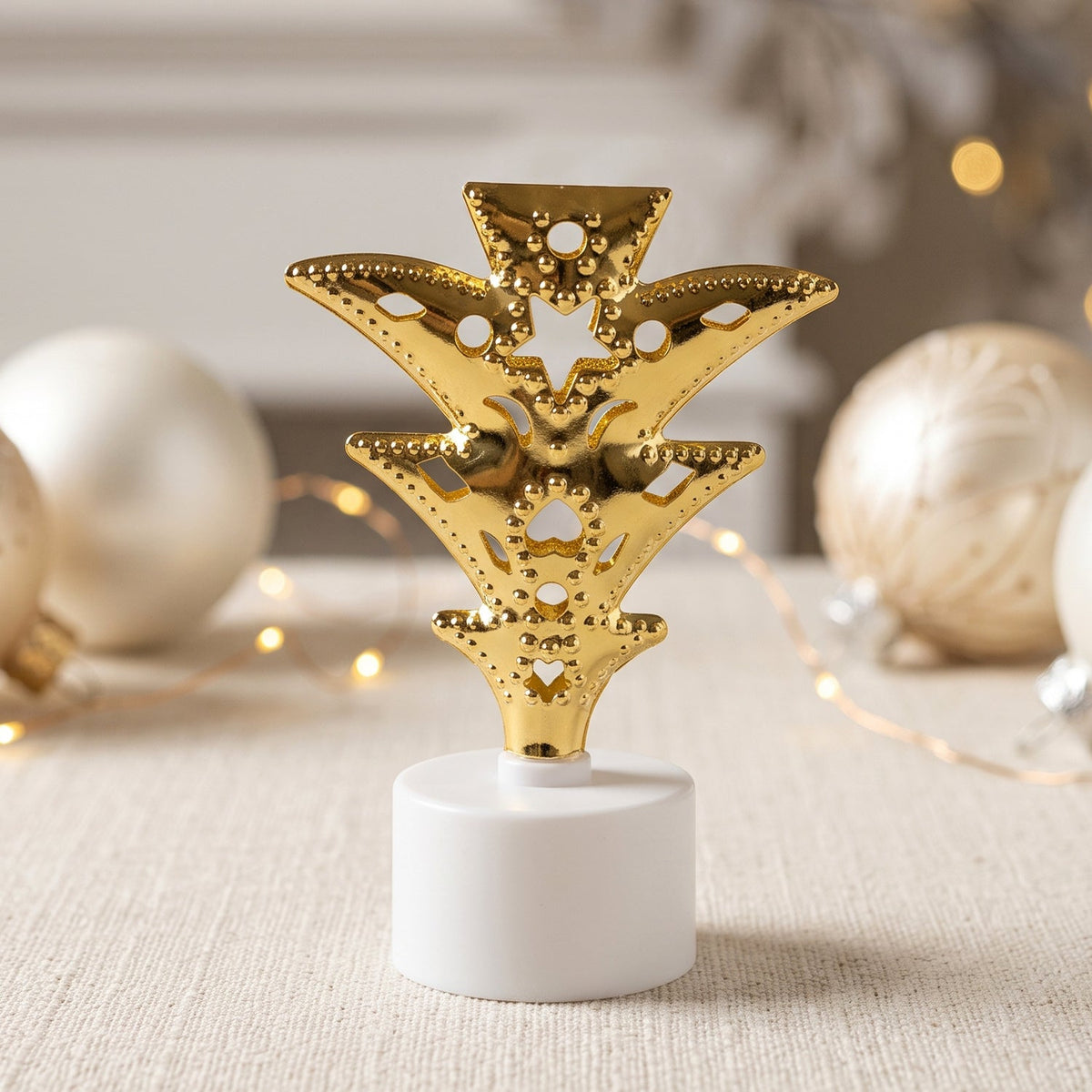 Golden Christmas Tree Led Tealight Candles For Home And Festive Decor (12 Pc Set)