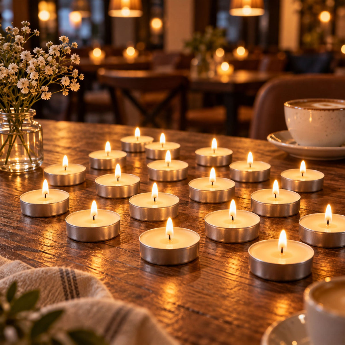 Decorative Wax Tealight Candles For Home Party And Wedding Decor (24 Pc Set)