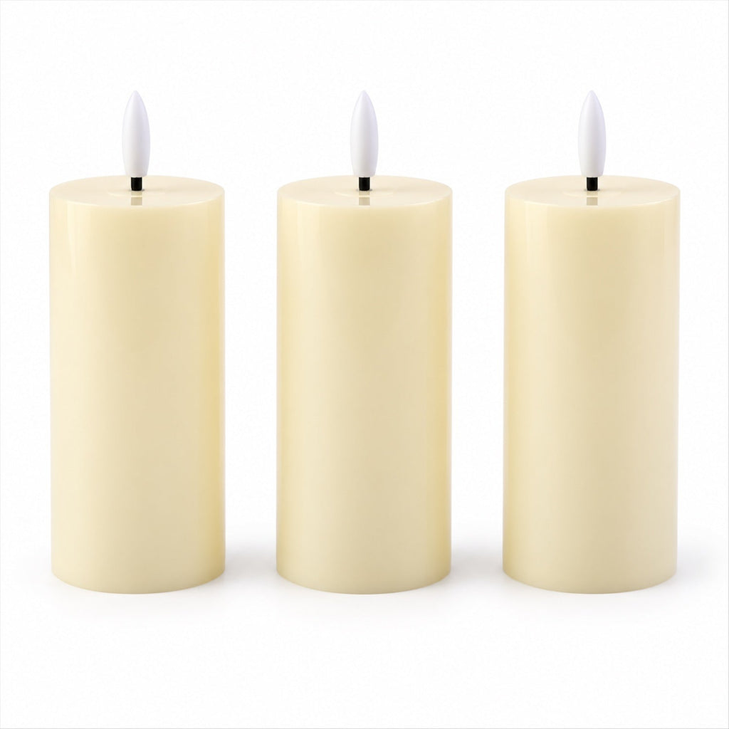 Smooth Flameless Led Pillar Candle For Festive Table And Home Decor (3 Pc)