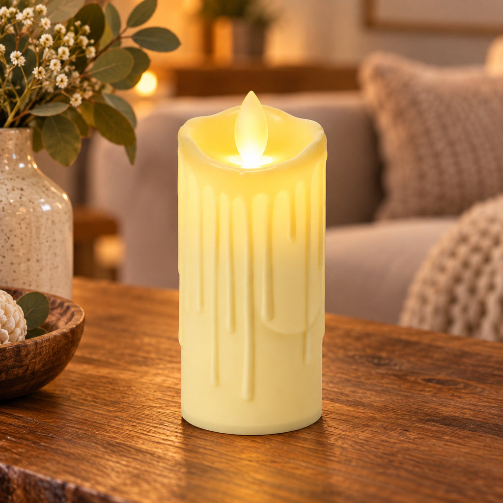 Flameless Led Pillar Candle For Festive Table And Home Decor (3 Pc)