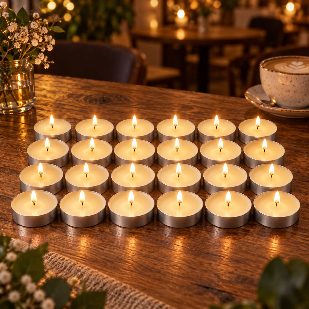 Decorative Wax Tealight Candles For Home Party And Wedding Decor (24 Pc Set)