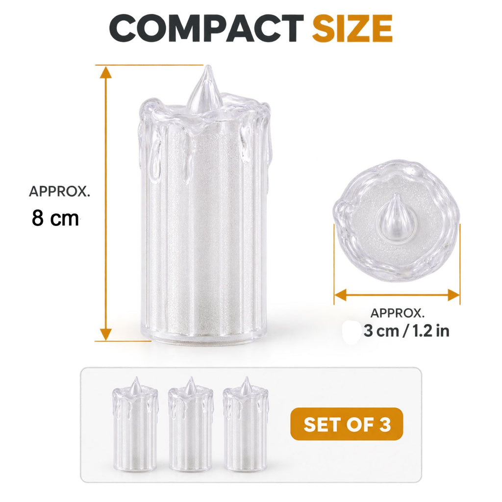 Decorative Flameless Led Candles With Warm Glow For Home And Events (3 Pc Set)