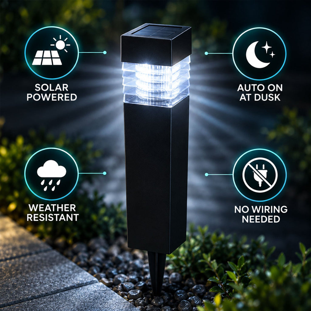 Solar Led Garden Pathway Light With Ground Stake And Ribbed Diffuser (1 Pc)