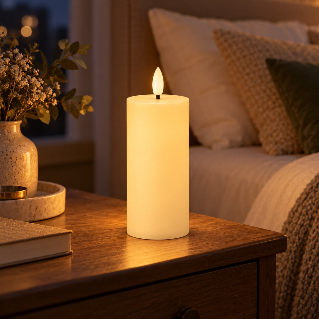 Smooth Flameless Led Pillar Candle For Festive Table And Home Decor (3 Pc)