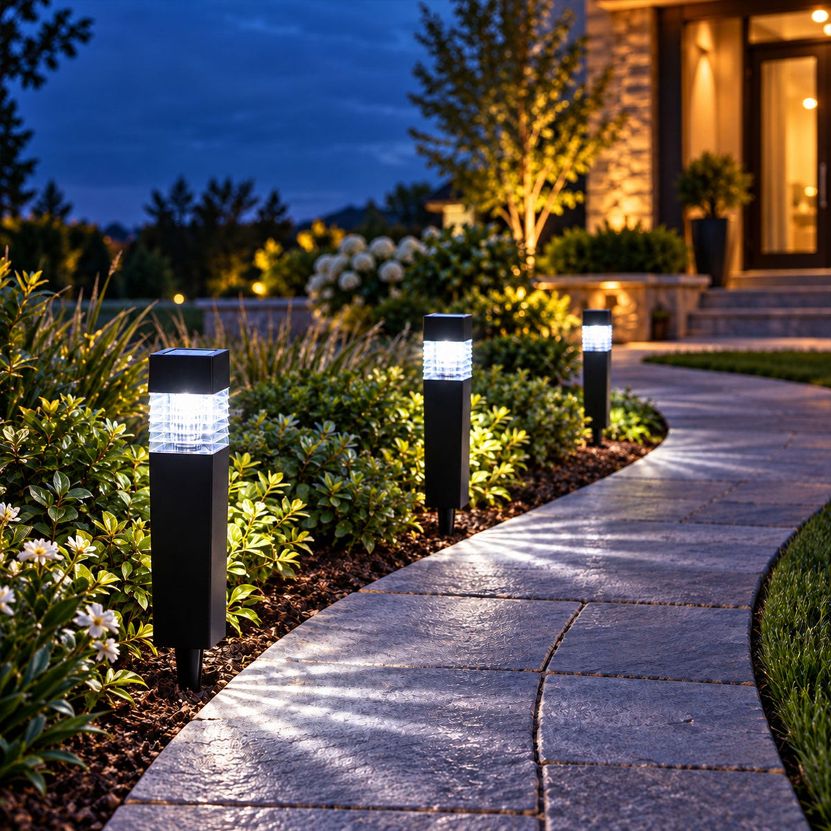 Solar Led Garden Pathway Light With Ground Stake And Ribbed Diffuser (1 Pc)
