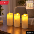 Flameless Led Pillar Candle For Festive Table And Home Decor (3 Pc)
