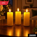 Smooth Flameless Led Pillar Candle For Festive Table And Home Decor (3 Pc)