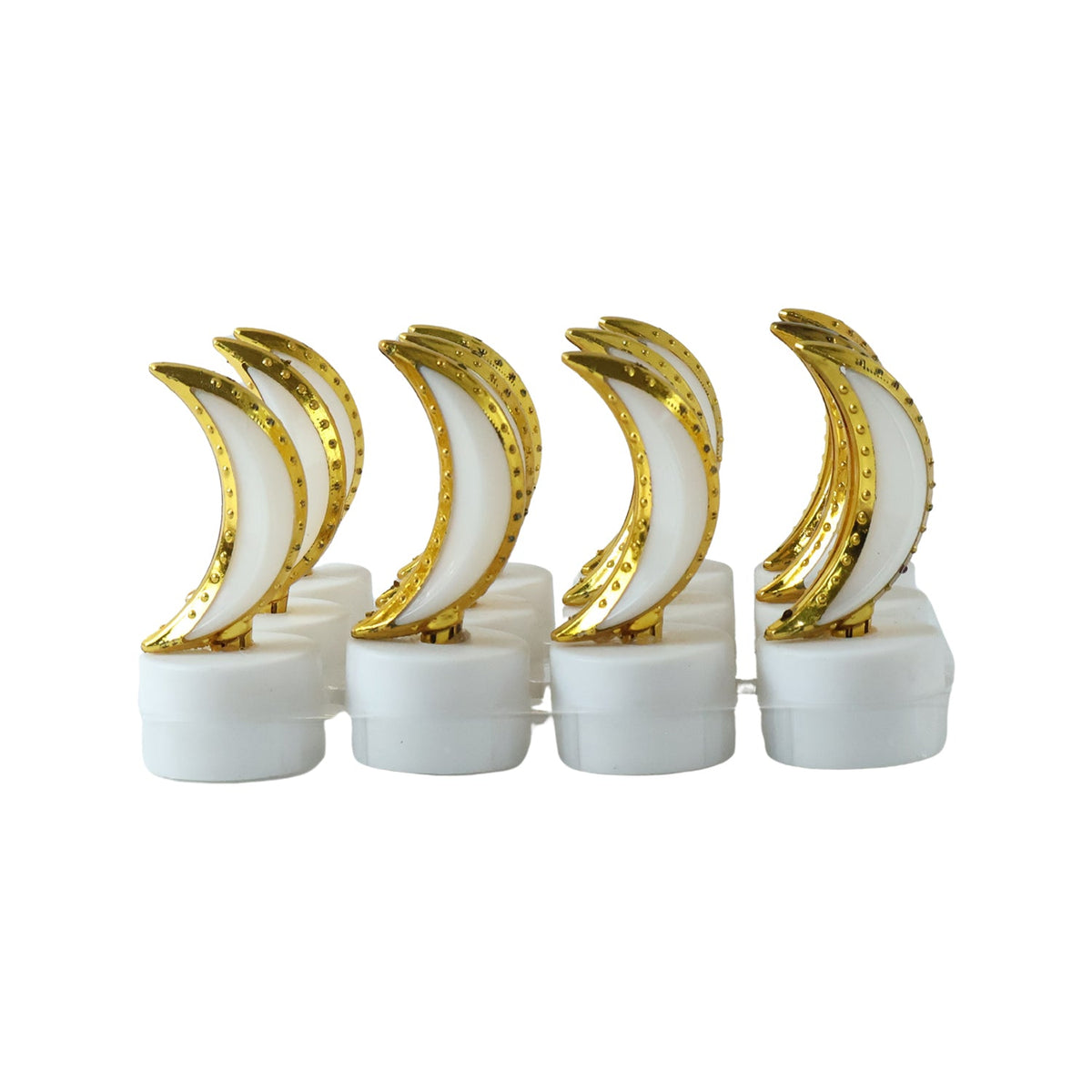 Moon Shape Led Tealight Candle Set Golden Crescent Warm Glow Light (12 Pc)