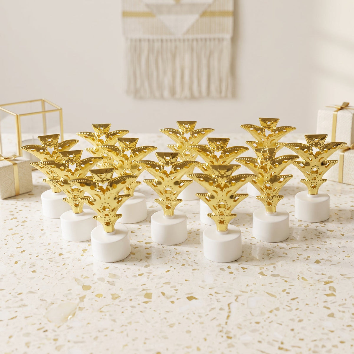 Golden Christmas Tree Led Tealight Candles For Home And Festive Decor (12 Pc Set)